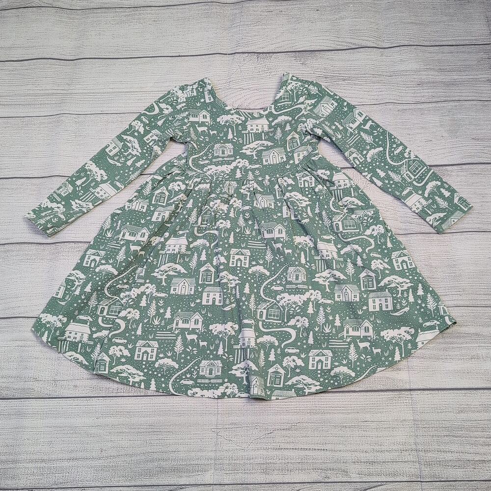 3T Hanna Andersson Green Village Skater Dress